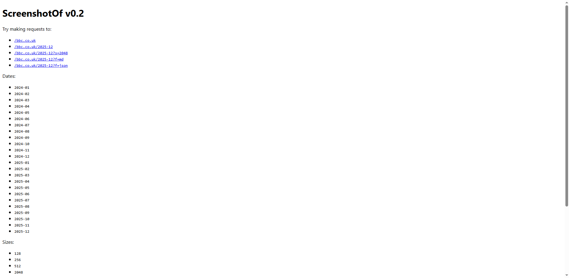 Homepage Screenshot API