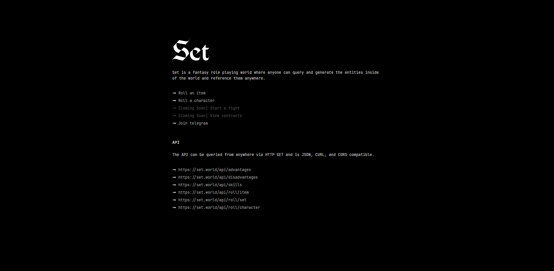 Fantasy Role Playing API