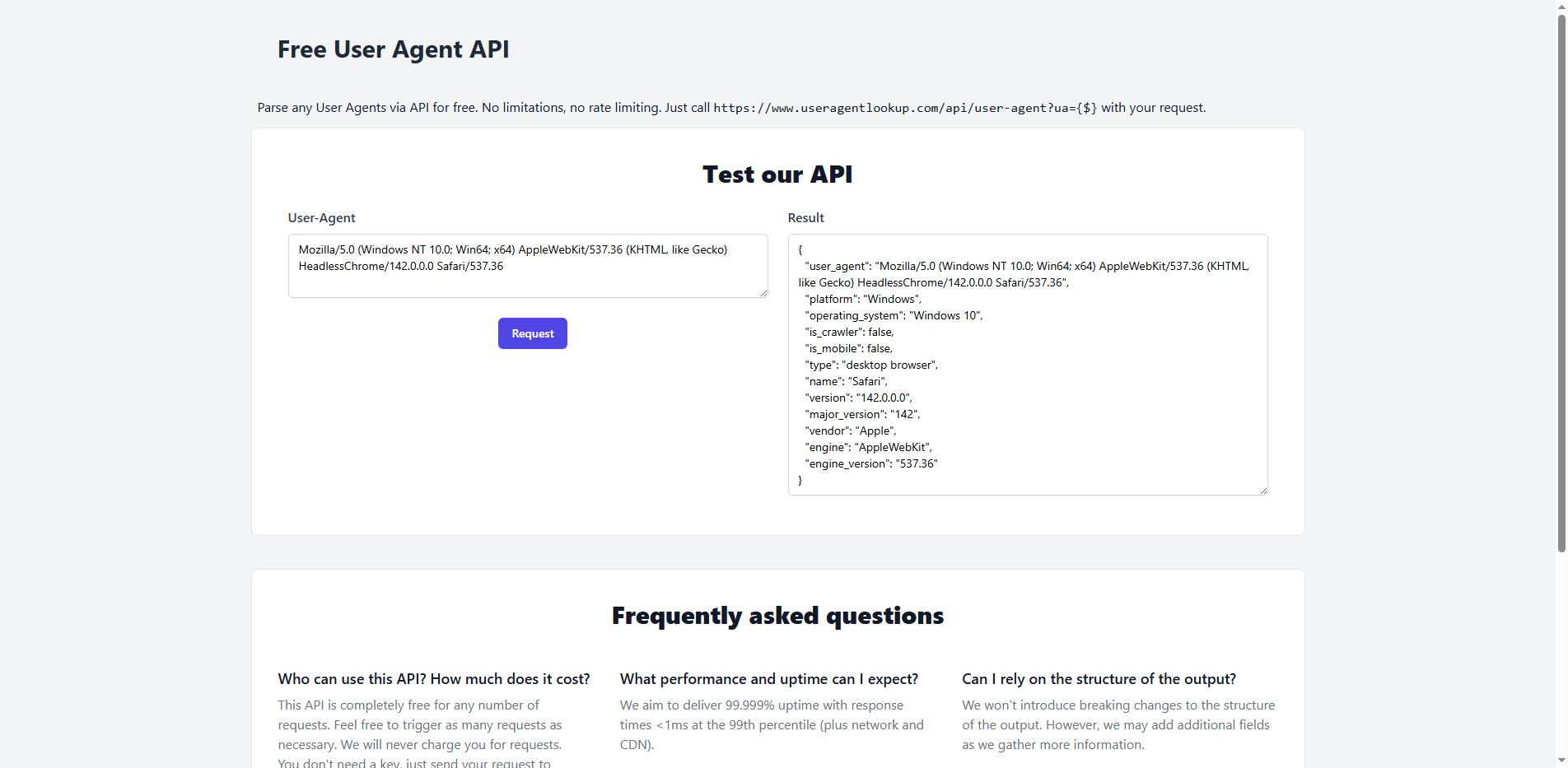 User Agent Lookup API