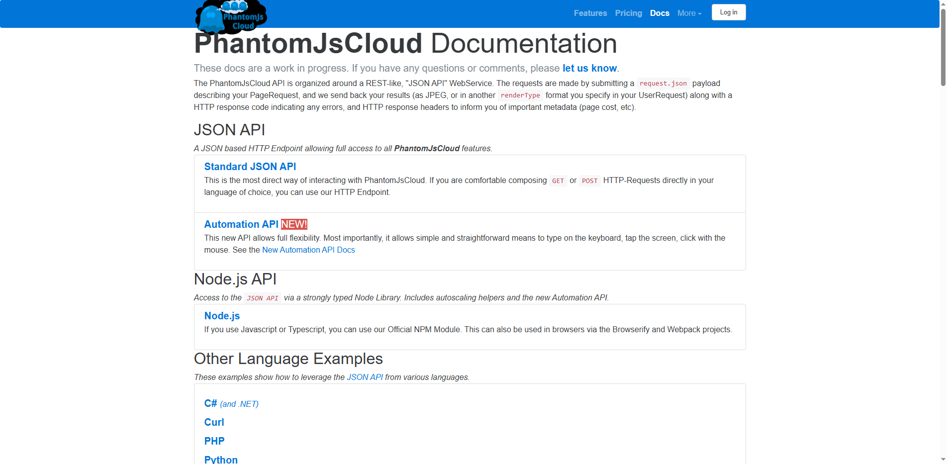 PhantomJsCloud API