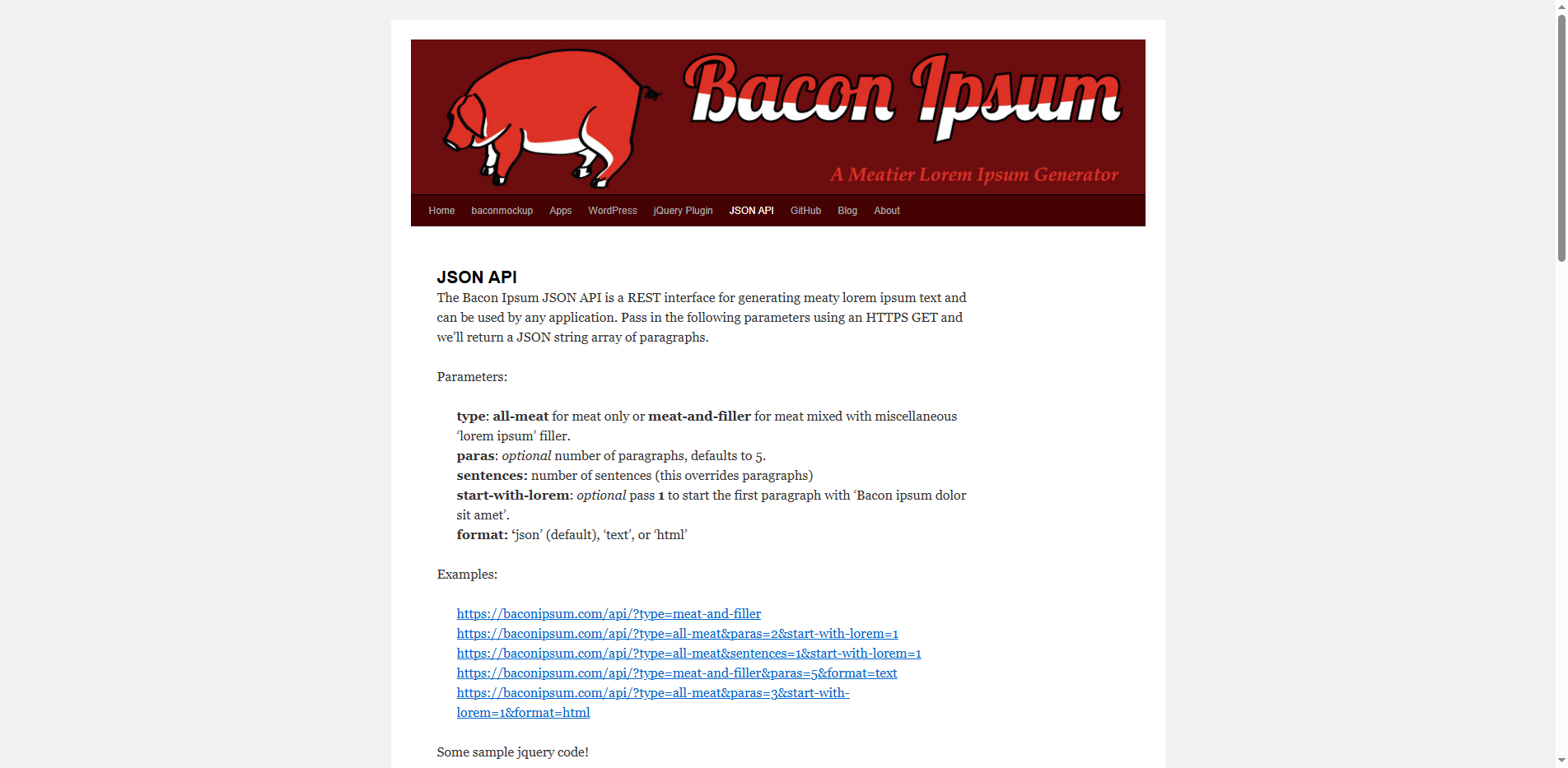 Bacon Ipsum API