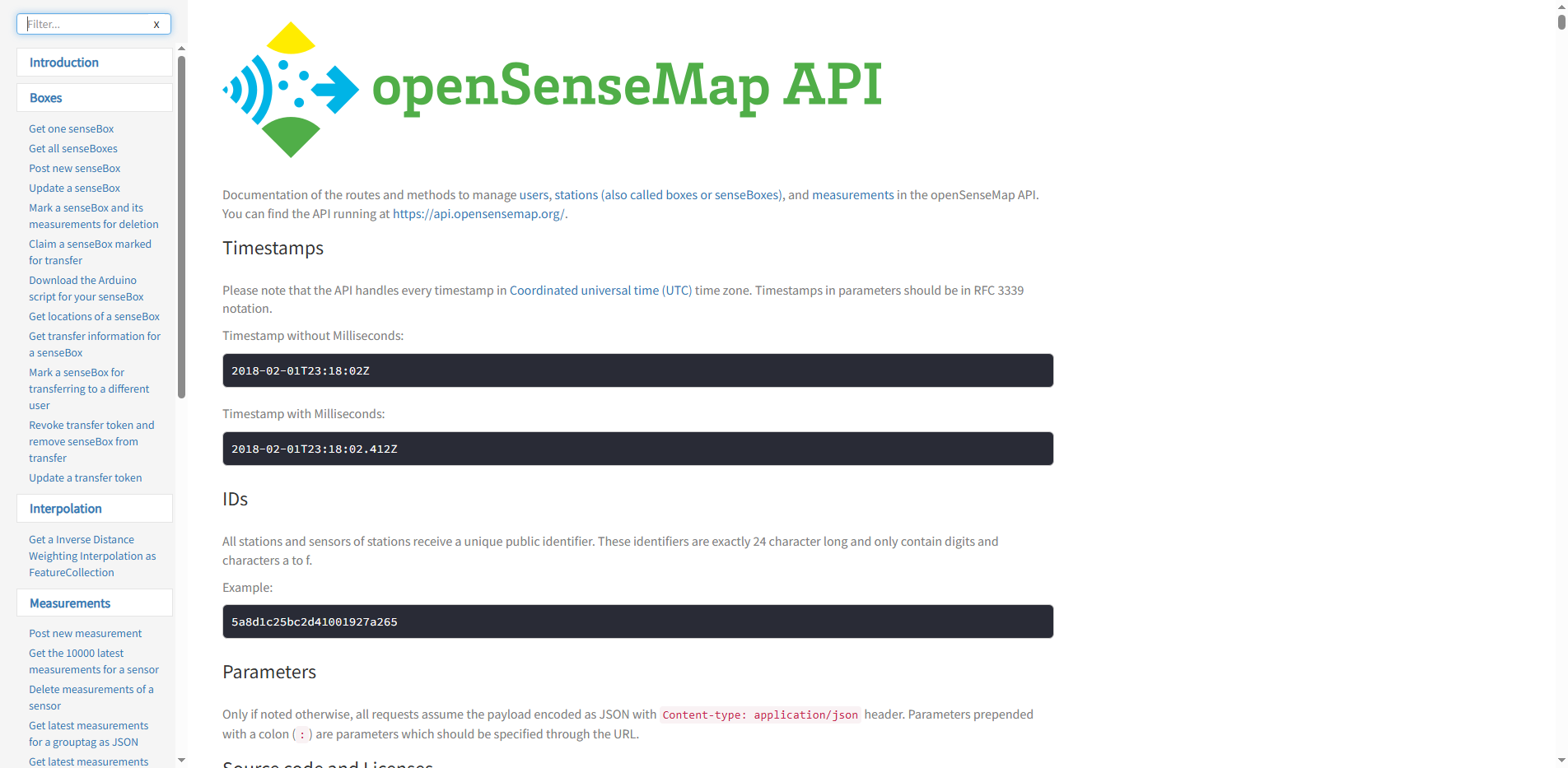 openSenseMap API