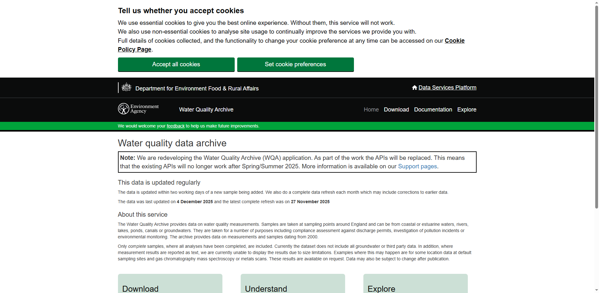 Water Quality Archive