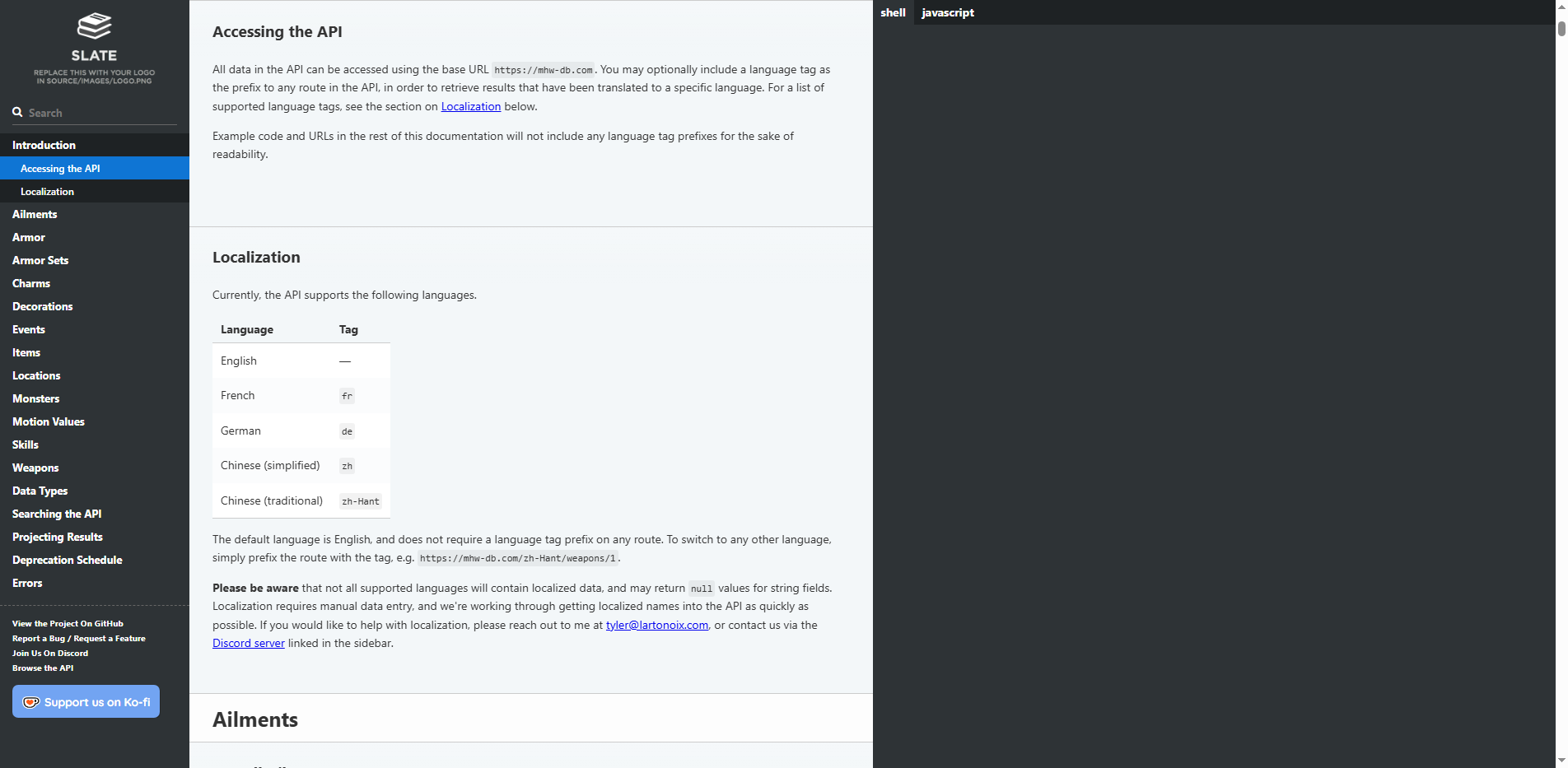 Monster Hunter World API