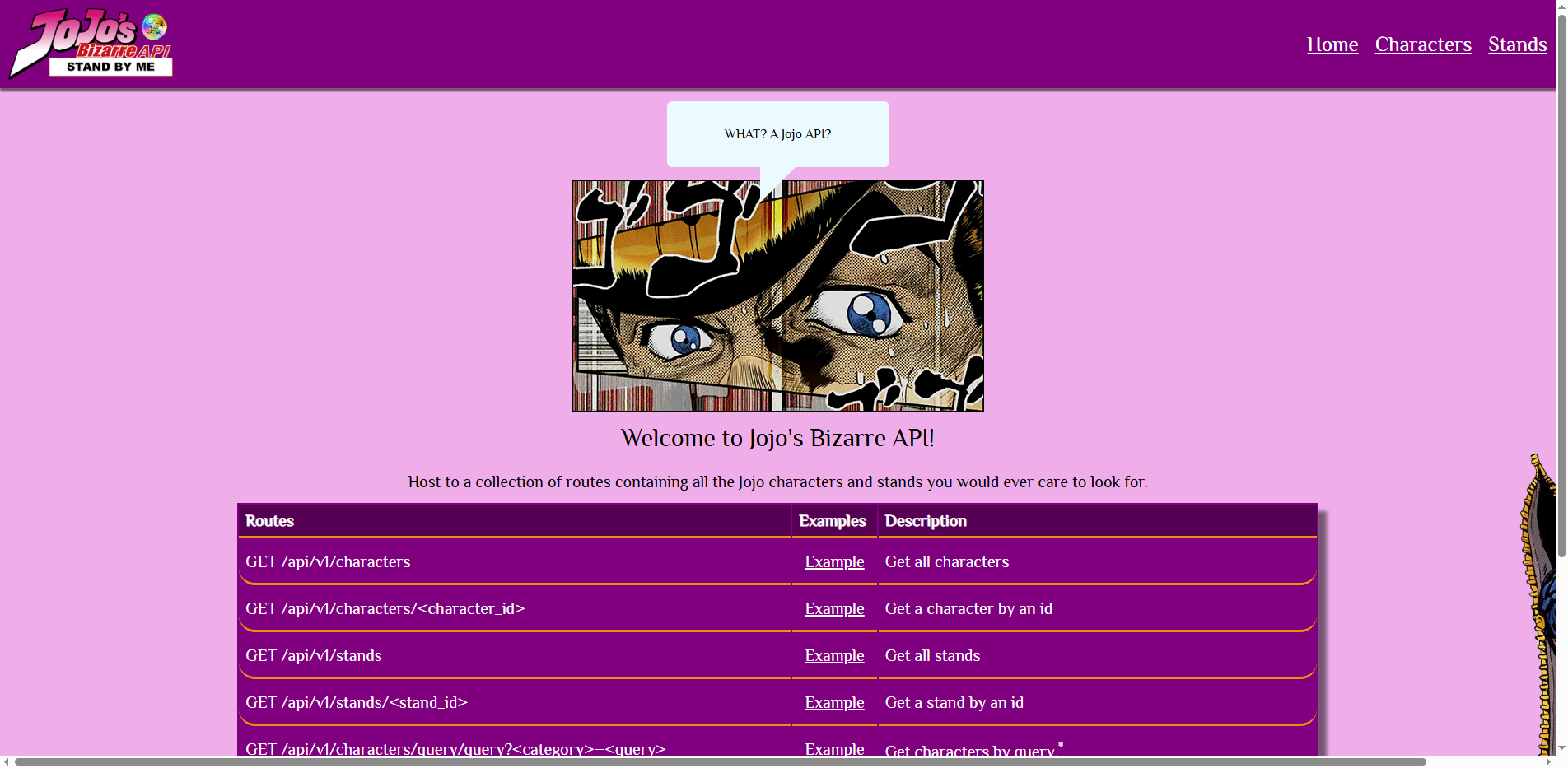 Jojo's Bizarre API