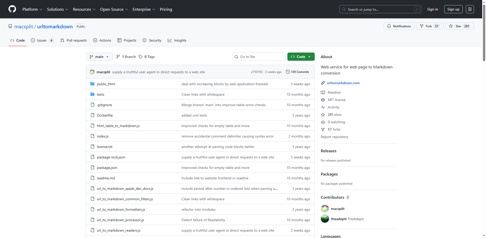 Web Page to Markdown