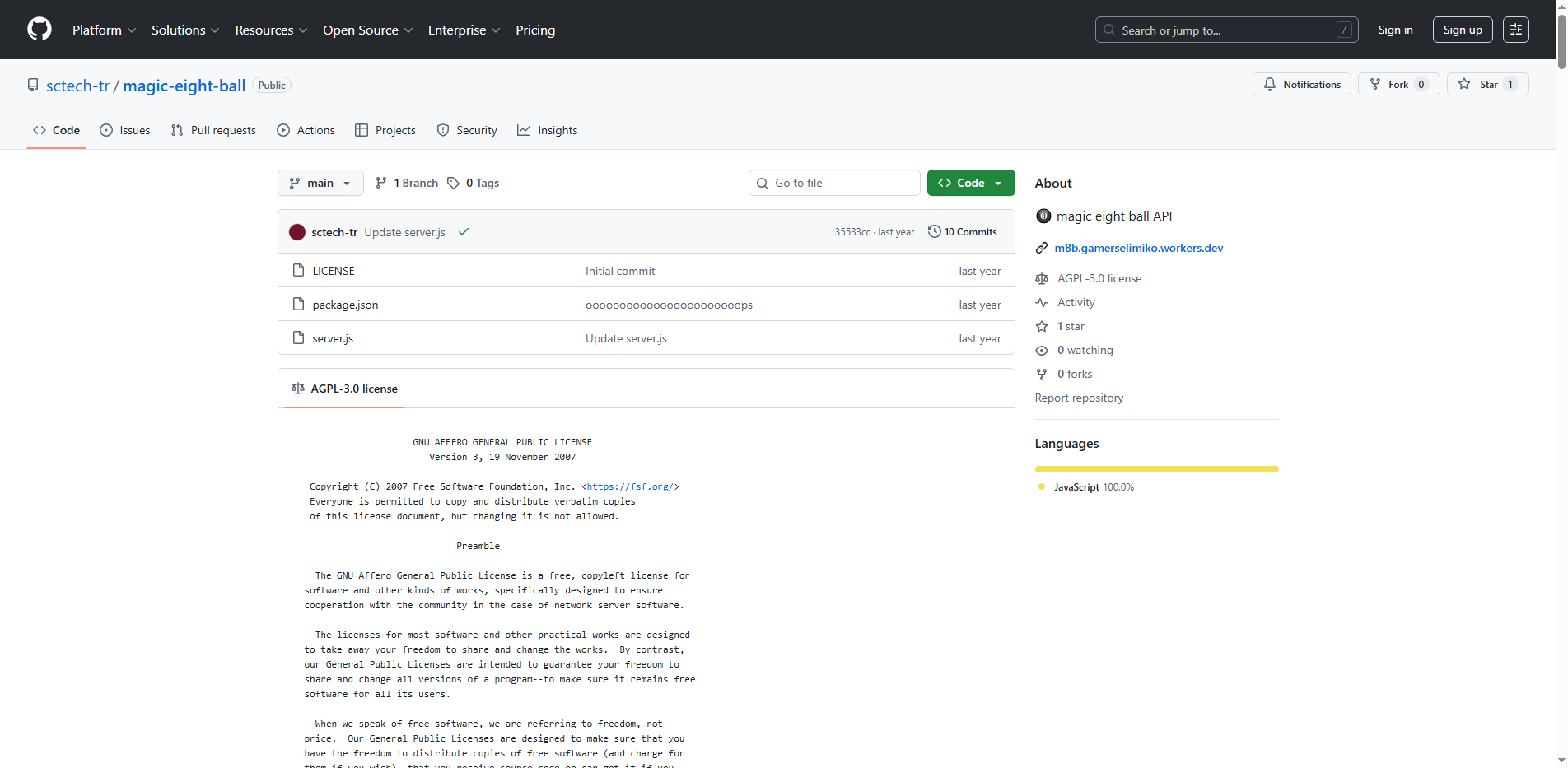 Magic Eight Ball API