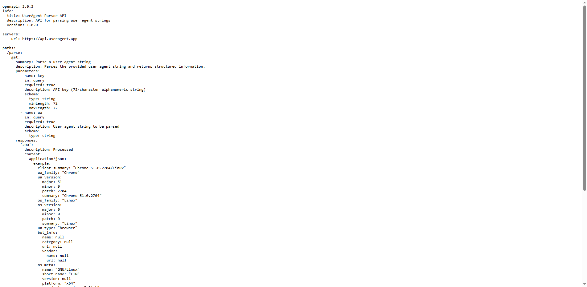 UserAgent Parser API