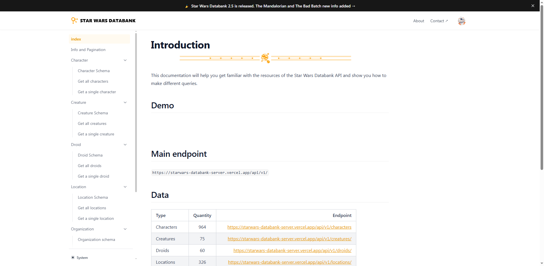 Star Wars Databank API