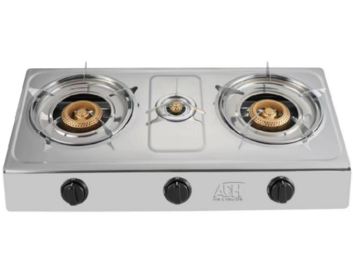 ADH Triple Burner Gas Stove – Stainless Steel Tabletop Gas Cooktop