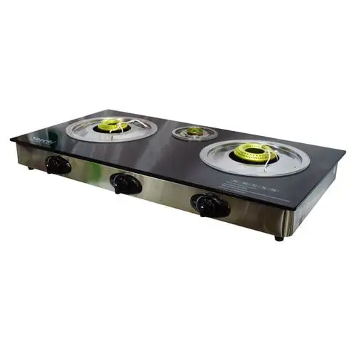 Saachi Double Glass Top Gas Stove – Tempered Glass Tabletop Cooktop