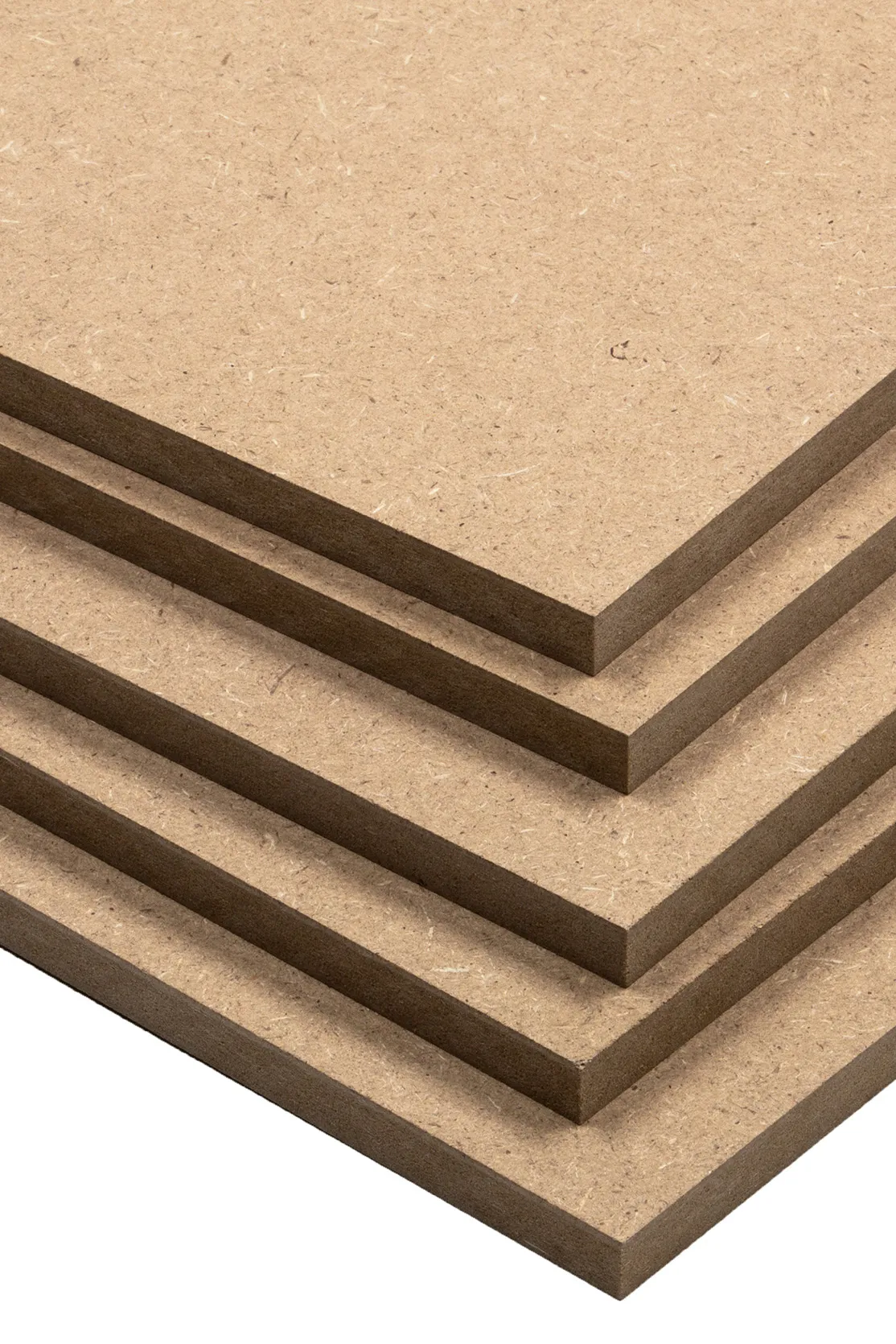 Multiple boards of raw mdf lined up