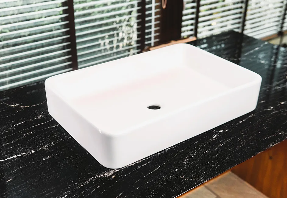 Tampa sink in a well lit, modern bathroom