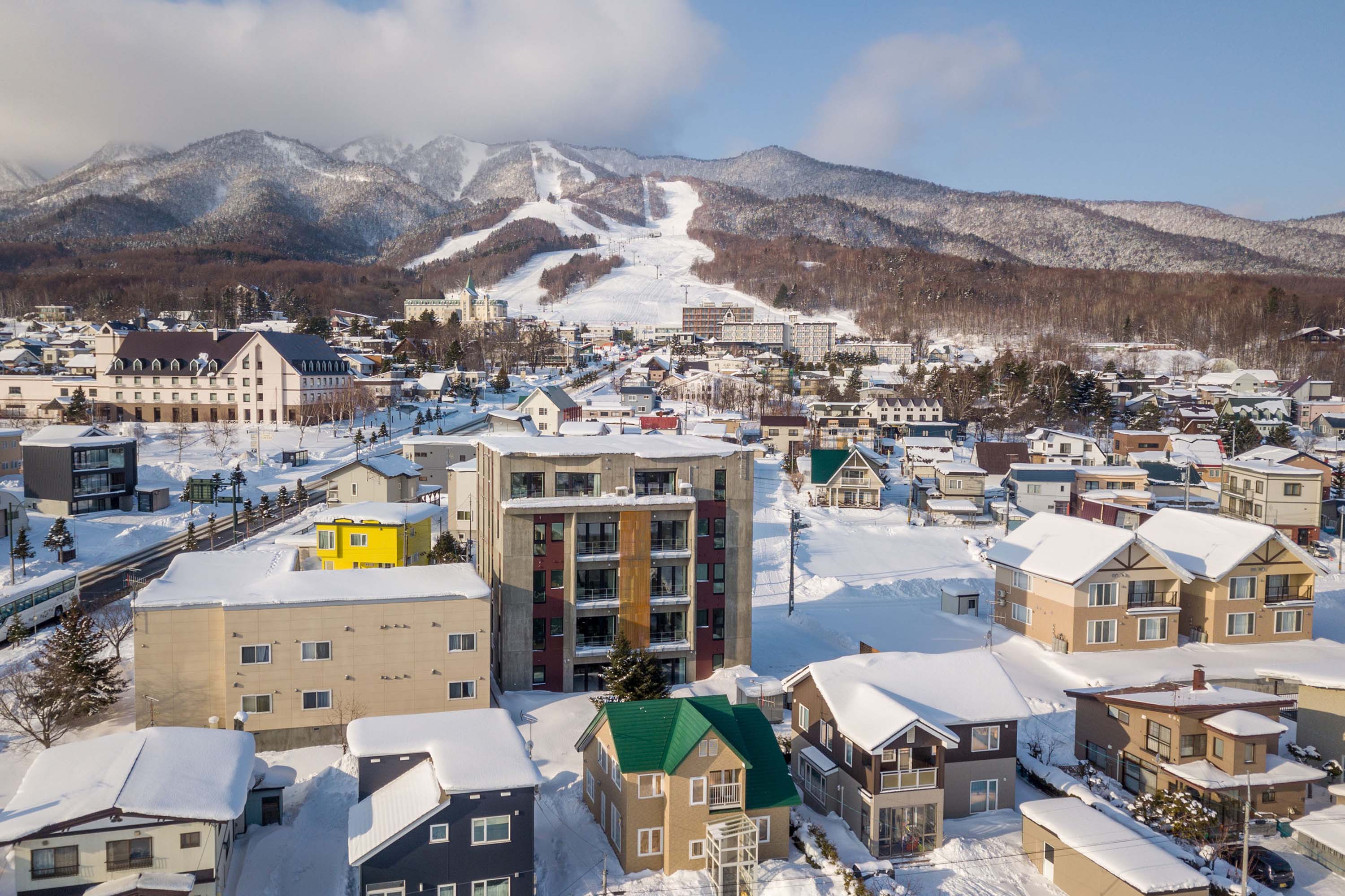 Stunning ski resort views from the new Kaku Place Furano