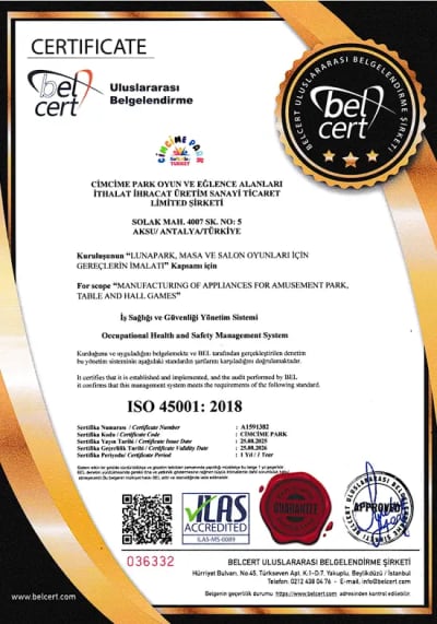 One of the certifications we use for indoor play areas is ISO 45001:2018