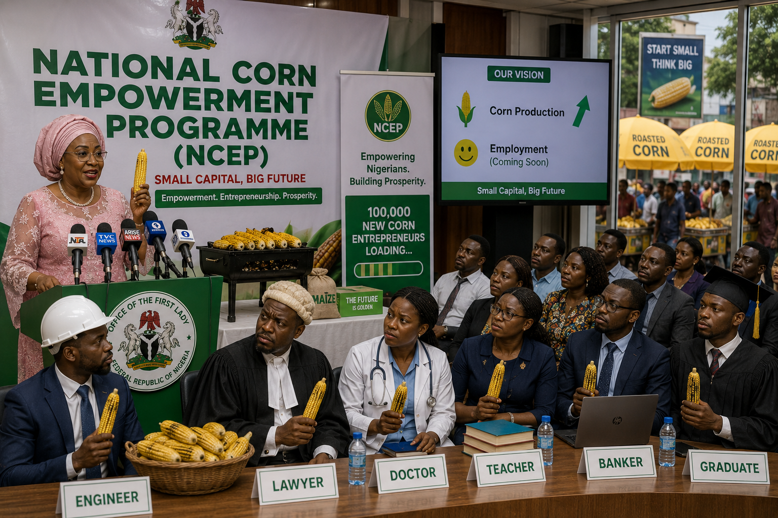 First Lady Encourages Nigerians: ‘Roasting Corn Doesn’t Take a Lot of Money’