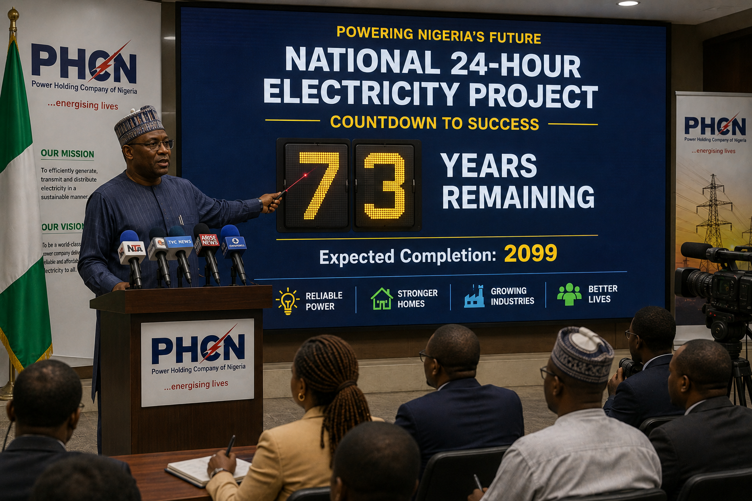 PHCN Promises 24-Hour Electricity by 2099, Nigerians Cautiously Optimistic