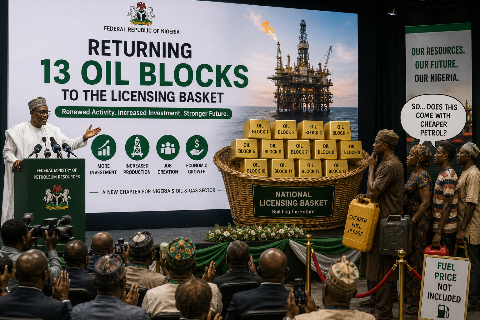 Federal Government Returns 13 Oil Blocks to Market, Nigerians Ask If Fuel Will Also Return to Affordable Prices
