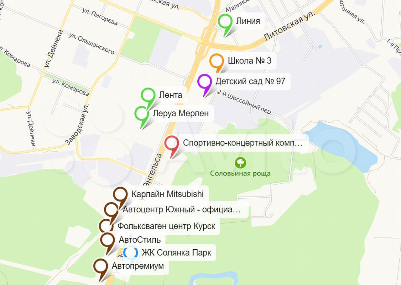 парк солянка курск на карте