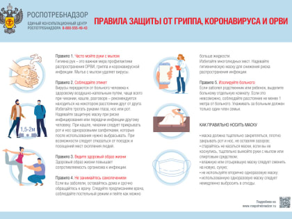 Роспотребнадзор: правила защиты от гриппа, коронавируса и ОРВИ