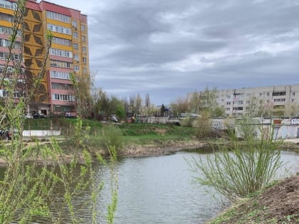 В Курске в сквере «Студенческий» убрали мусор с поверхности воды