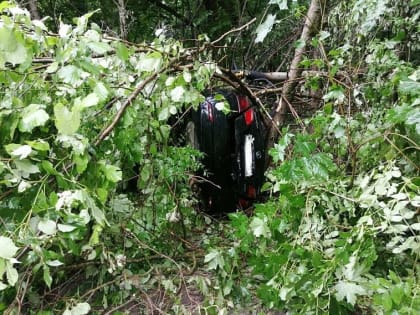 Под Железногорском вылетел в кювет, перевернулся и загорелся легковой автомобиль
