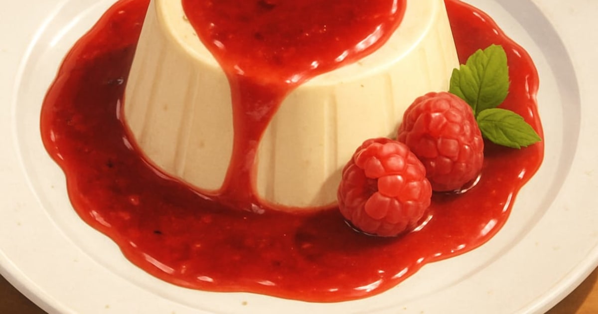 Tamarind Raspberry Blend Cardamom Panna Cotta with Tamarind Raspberry Sauce - Recipy