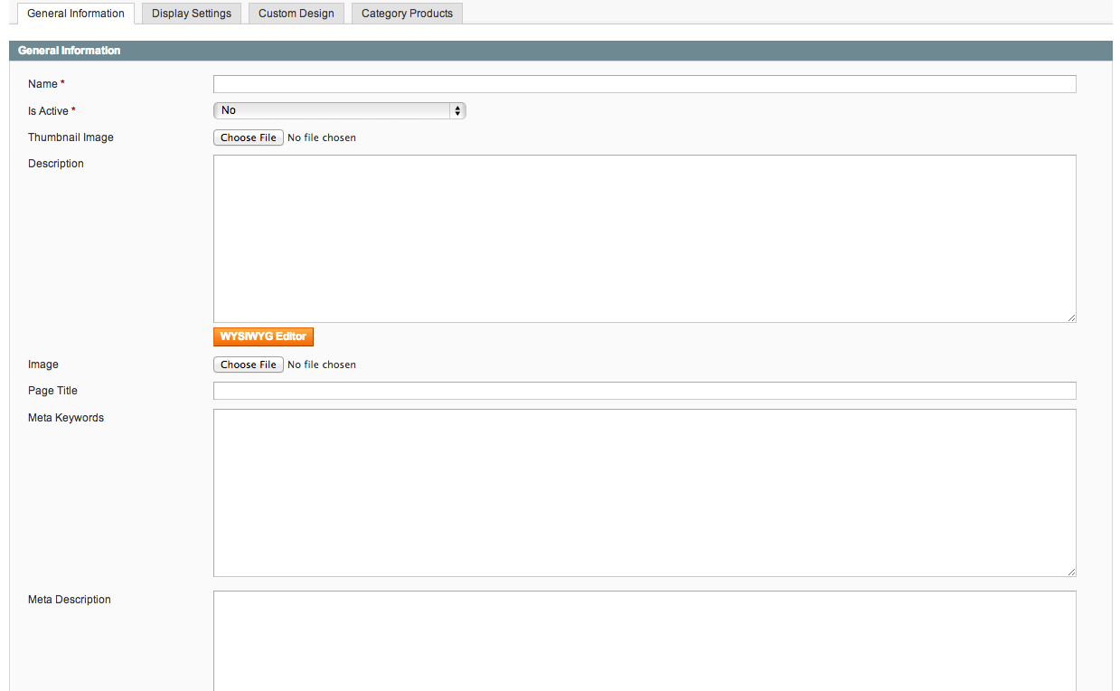 Magento Categories General Information