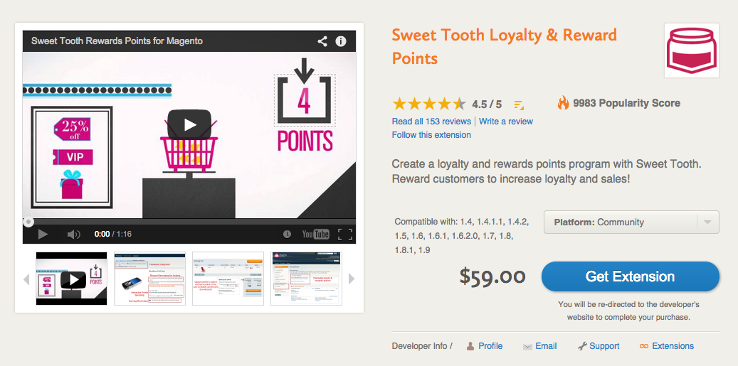 Sweet Tooth Loyalty Rewards Points Magento Extension