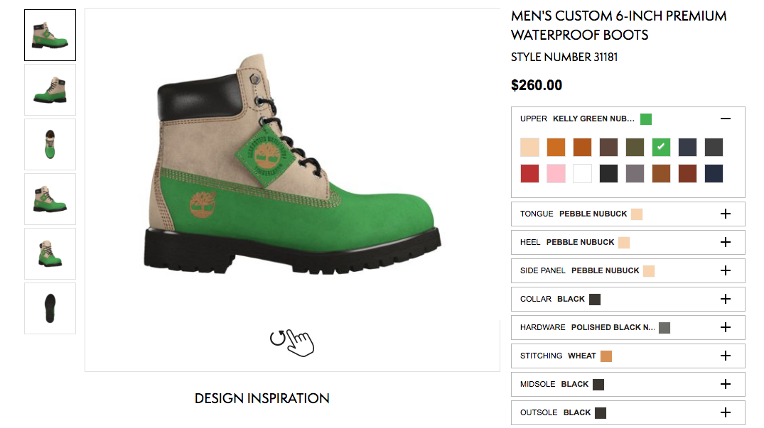 Timberland product customizer