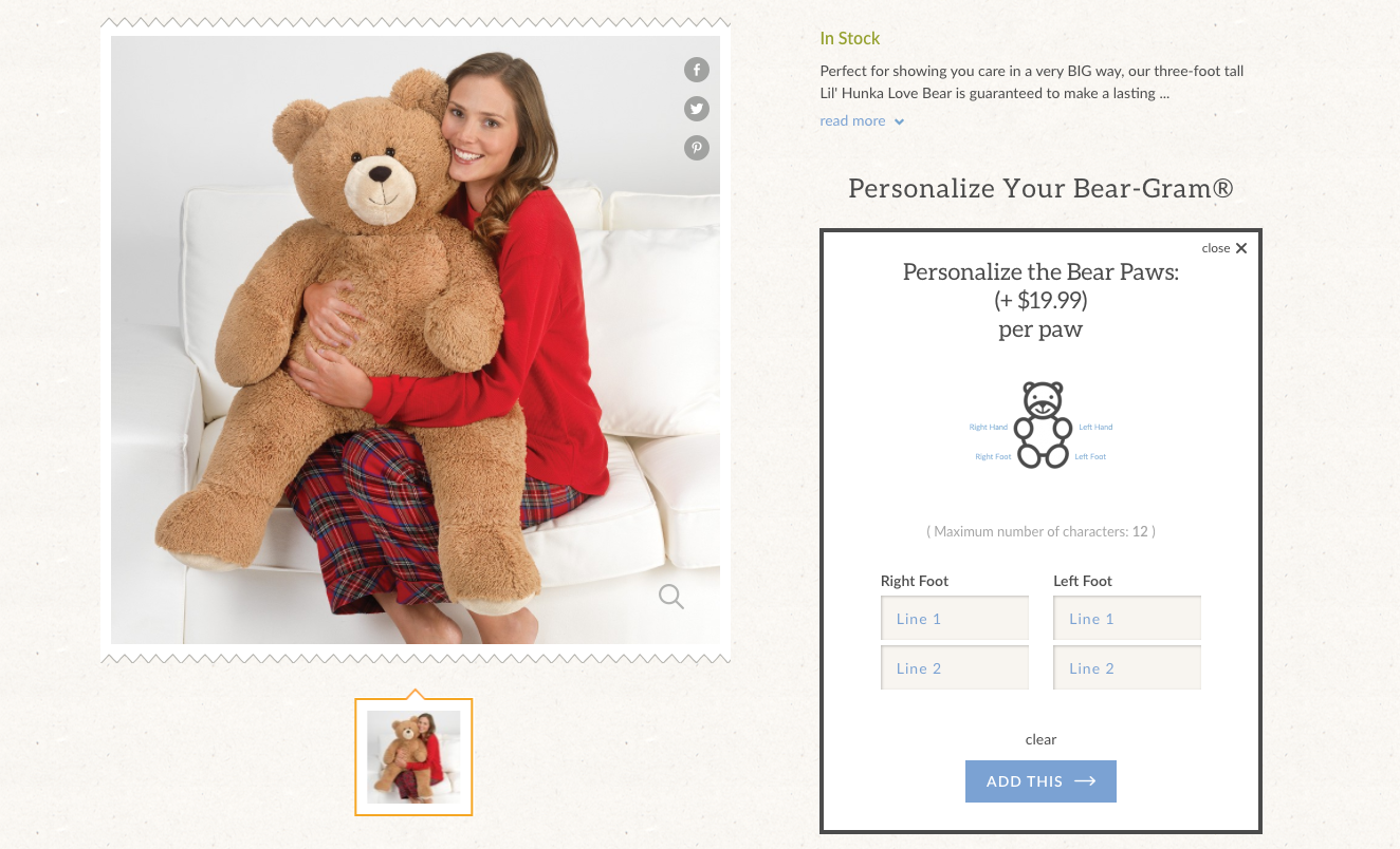 vermont teddy bear product customizer