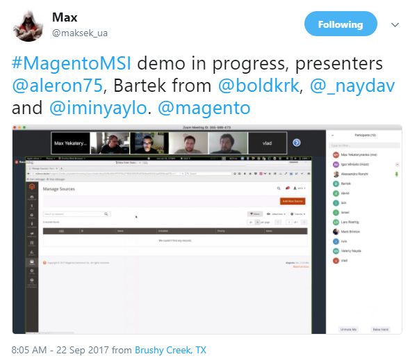 Magento Multi-Source Inventory 1.0 Twitter