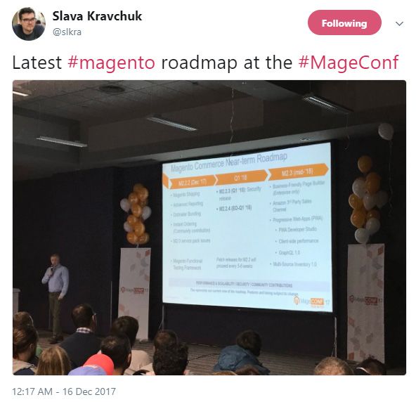 Magento 2 RoadMap Twitter MageConf