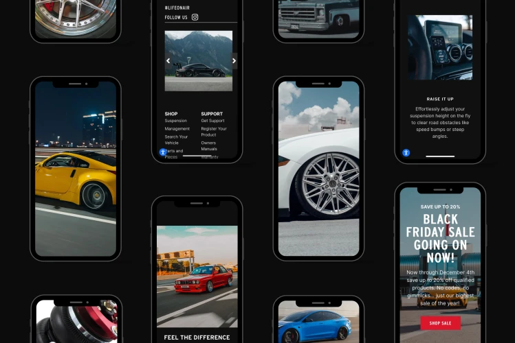 Mobile Mock ups of Air Lift Performance Website