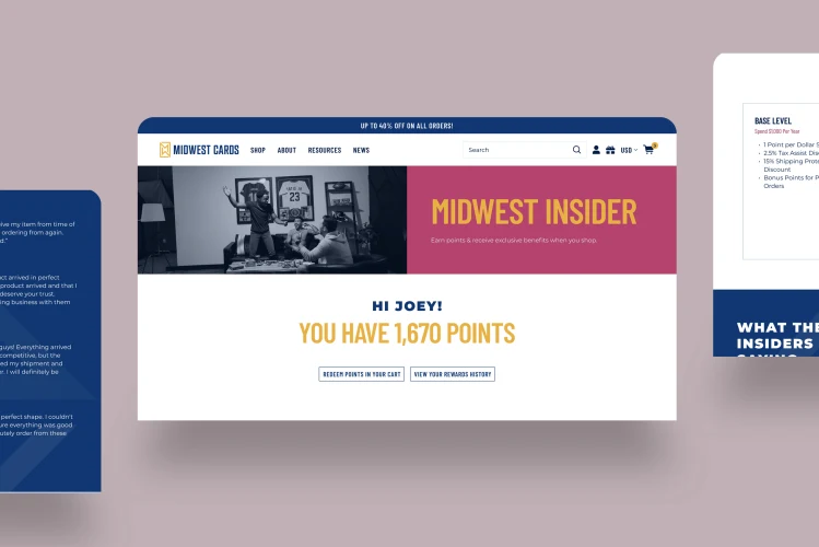 Desktop screens with the Midwest Card website