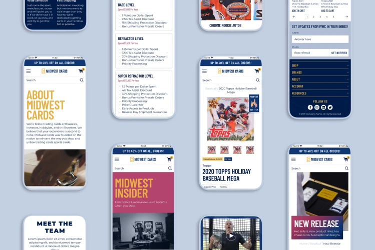 Mobile Layouts of the screen with the Midwest Card website