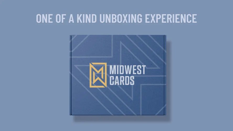 Midwest Cards Box with text on top: ONE OF A KIND UNBOXING EXPERIENCE