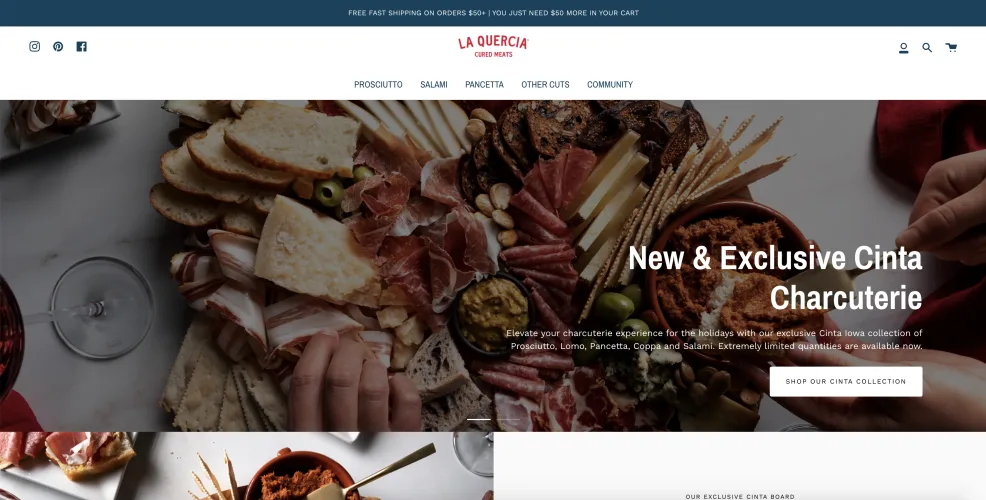 la quercia homepage shopify