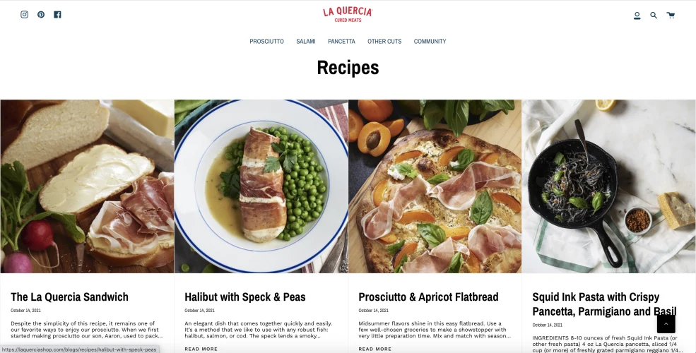 la quercia recipes page