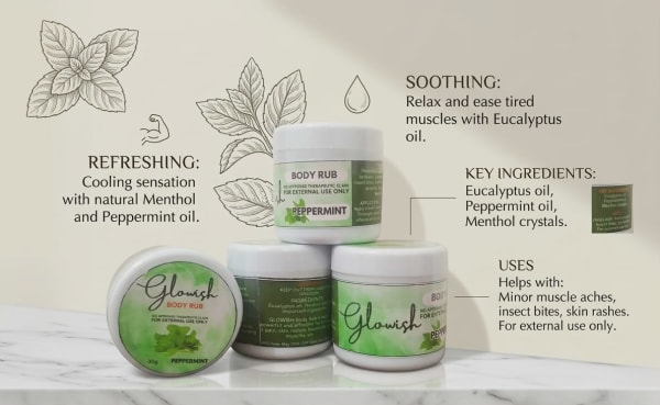 Glowish Peppermint Body Rub – Cooling Comfort Balm