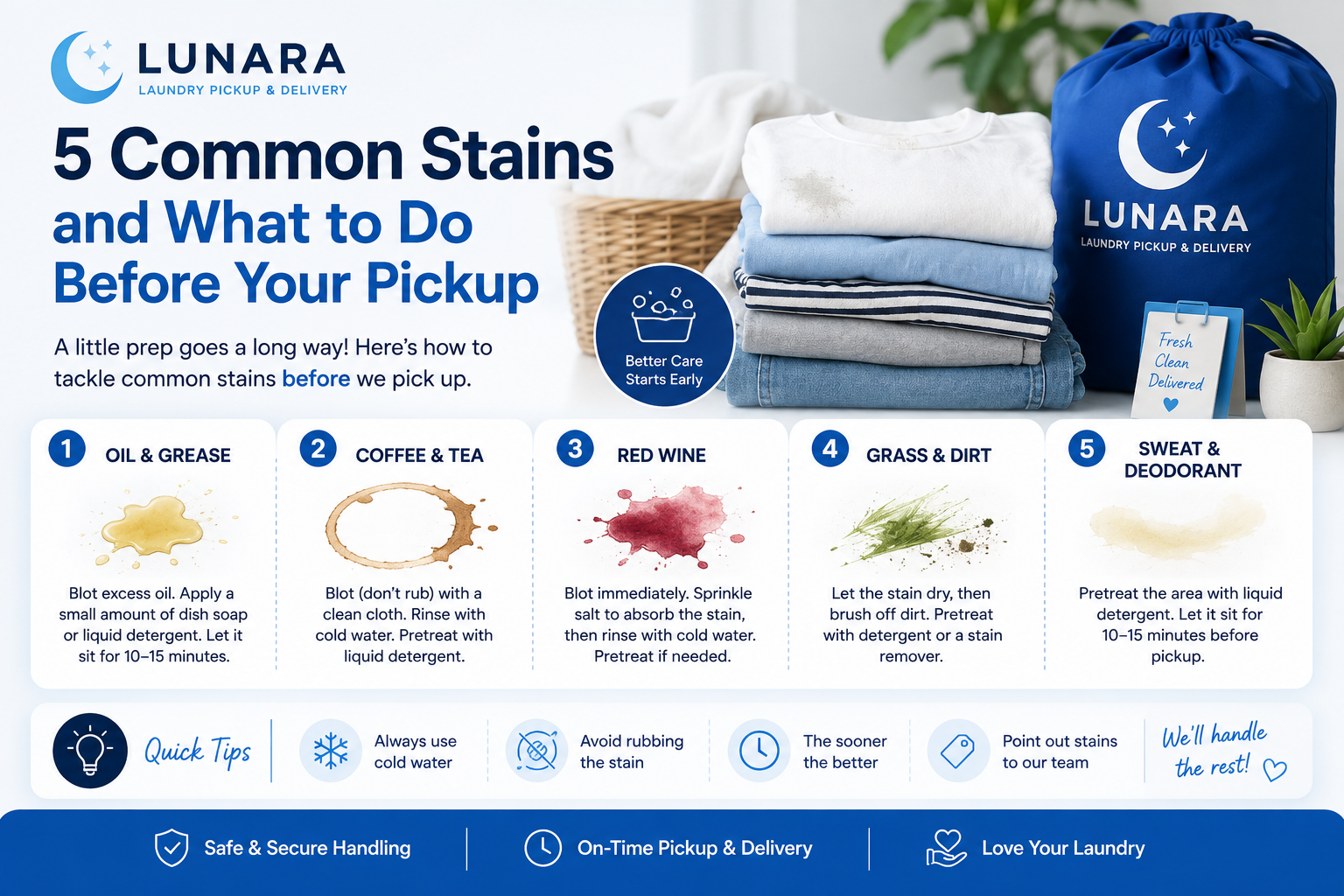 5 Common Stains and What to Do Before Your Pickup