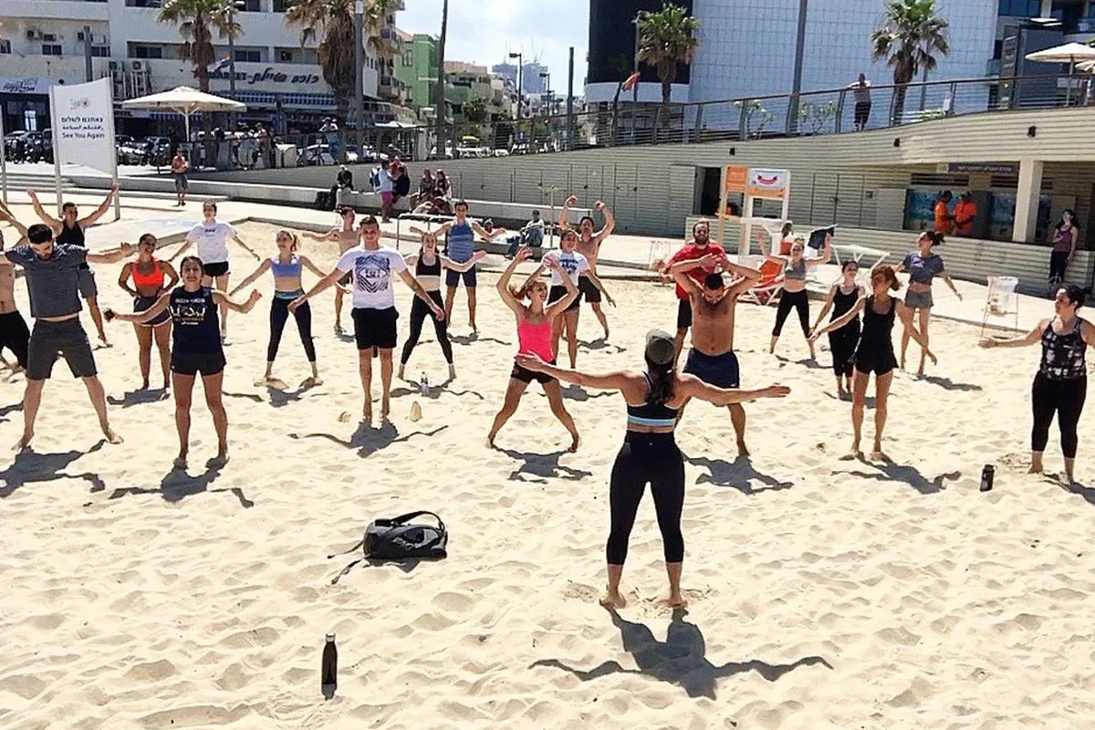 Eve with her Birthright Israel group in Tel Aviv