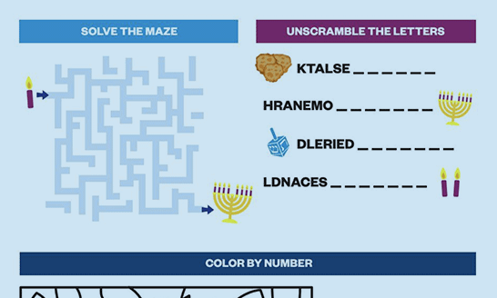 Children's Chanukah 5781 Activity Sheet