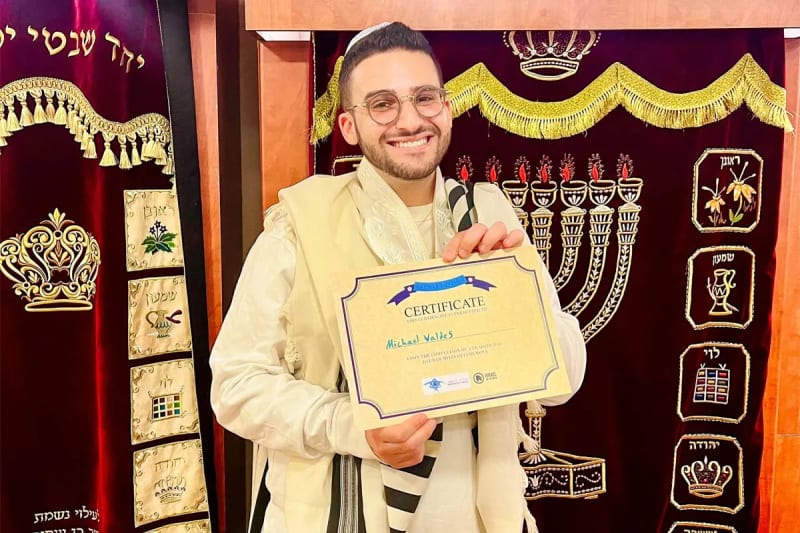 Birthright Israel participant Michael Valdes at his Bar Mitzvah