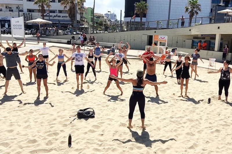 Eve with her Birthright Israel group in Tel Aviv