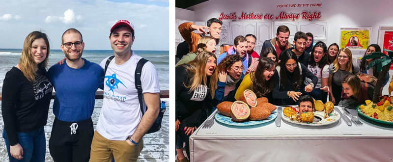 A collage of photos from Nathan Lightman's Birthright Israel trip