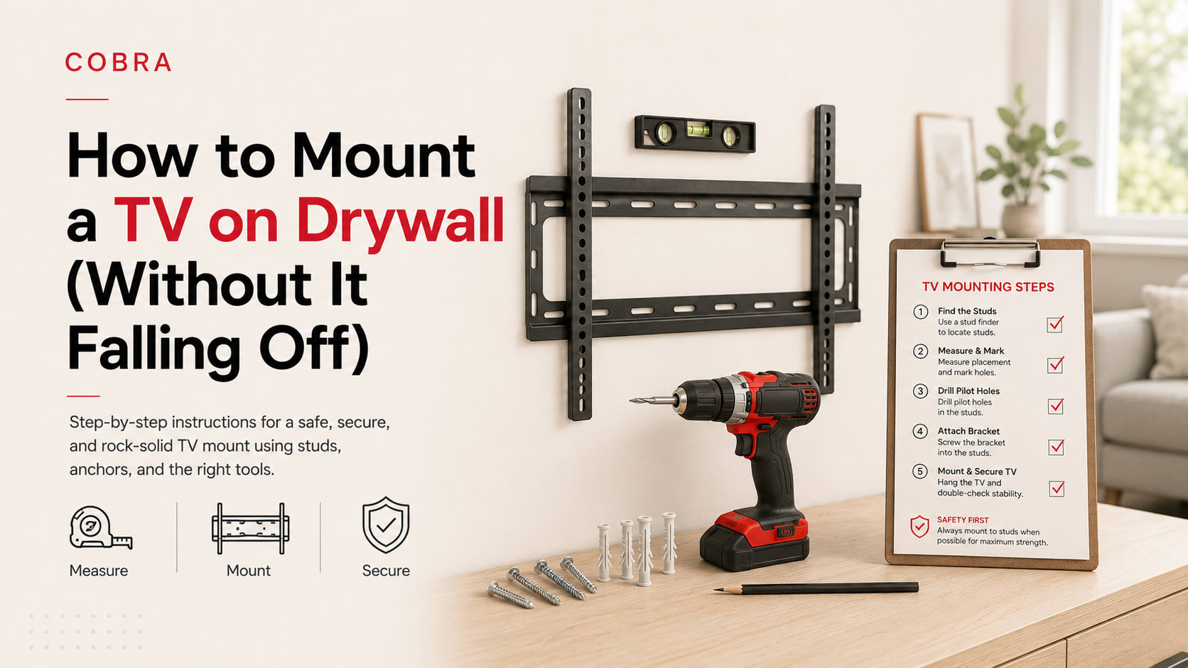 How to Mount a TV on Drywall (Without It Falling Off)