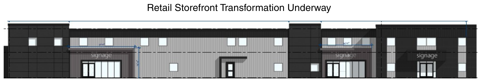 Retail Storefront Transformation Underway — elevation drawing