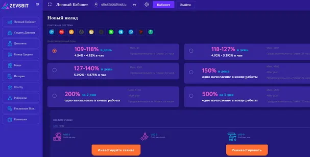 Zevsbit отзывы