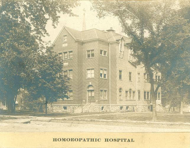 Homeopathic Hospital on corner of Dubuque and Jefferson Streets, at the University of Iowa, 1900s